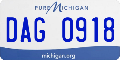 MI license plate DAG0918