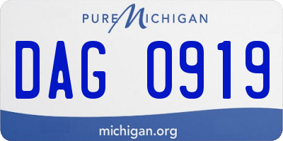 MI license plate DAG0919