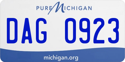 MI license plate DAG0923