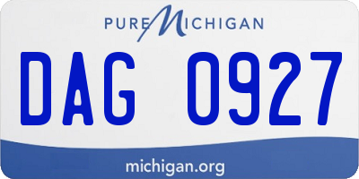 MI license plate DAG0927