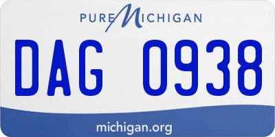 MI license plate DAG0938