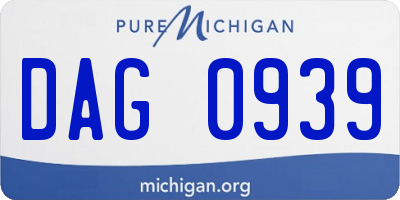 MI license plate DAG0939