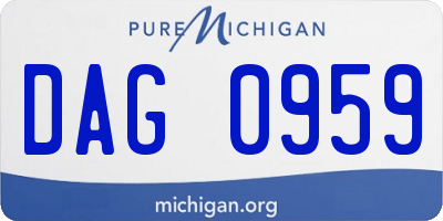 MI license plate DAG0959