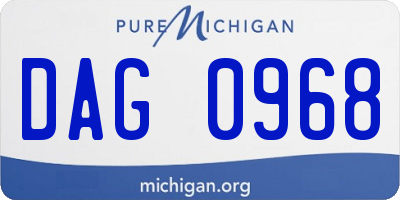 MI license plate DAG0968