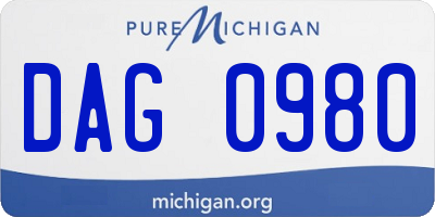 MI license plate DAG0980