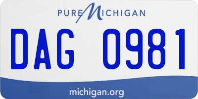 MI license plate DAG0981
