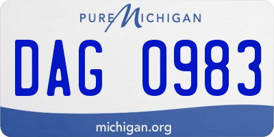 MI license plate DAG0983