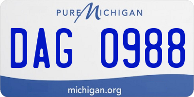 MI license plate DAG0988