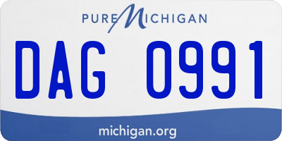 MI license plate DAG0991