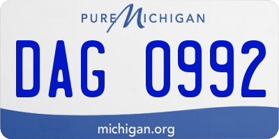 MI license plate DAG0992