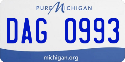MI license plate DAG0993
