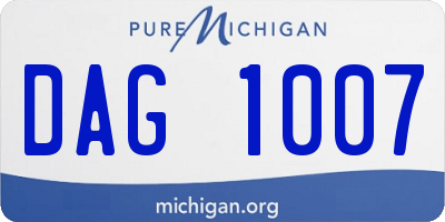 MI license plate DAG1007