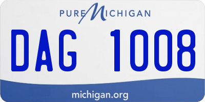 MI license plate DAG1008