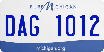 MI license plate DAG1012