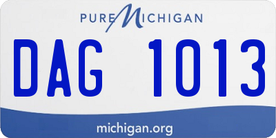 MI license plate DAG1013