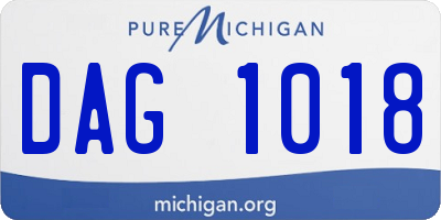 MI license plate DAG1018