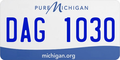 MI license plate DAG1030