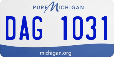 MI license plate DAG1031
