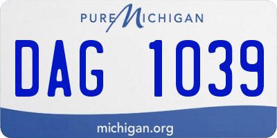 MI license plate DAG1039