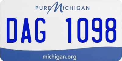 MI license plate DAG1098