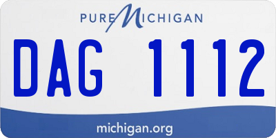MI license plate DAG1112