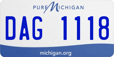 MI license plate DAG1118