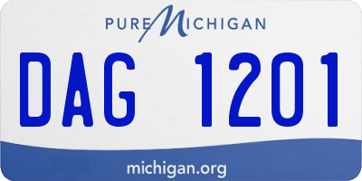 MI license plate DAG1201