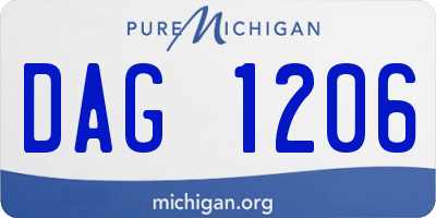 MI license plate DAG1206