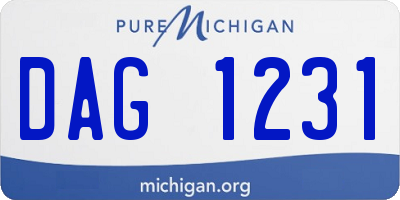 MI license plate DAG1231