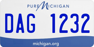 MI license plate DAG1232