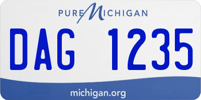 MI license plate DAG1235