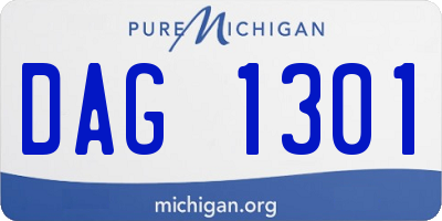 MI license plate DAG1301