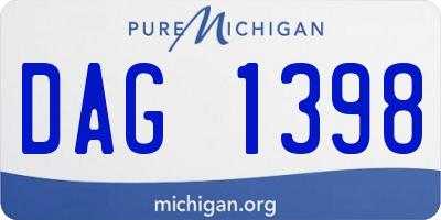 MI license plate DAG1398