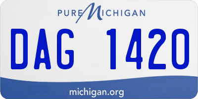 MI license plate DAG1420
