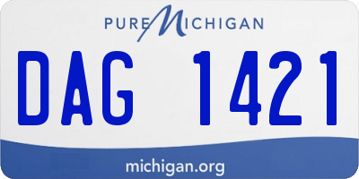 MI license plate DAG1421
