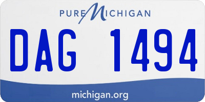 MI license plate DAG1494