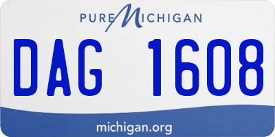 MI license plate DAG1608
