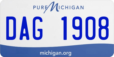 MI license plate DAG1908