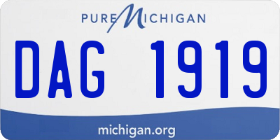 MI license plate DAG1919