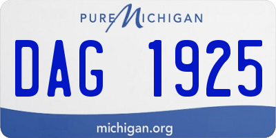MI license plate DAG1925