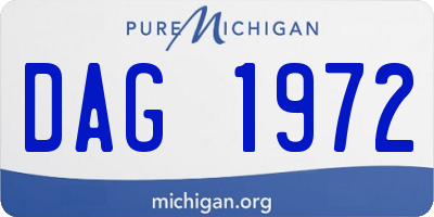 MI license plate DAG1972