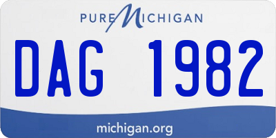 MI license plate DAG1982