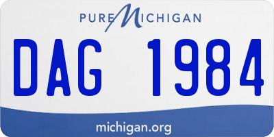 MI license plate DAG1984