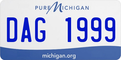 MI license plate DAG1999