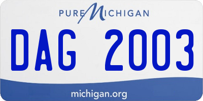 MI license plate DAG2003