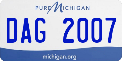 MI license plate DAG2007