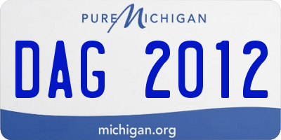 MI license plate DAG2012