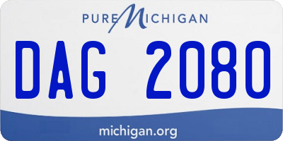 MI license plate DAG2080