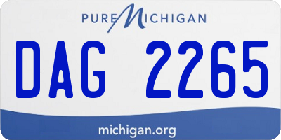 MI license plate DAG2265