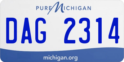 MI license plate DAG2314